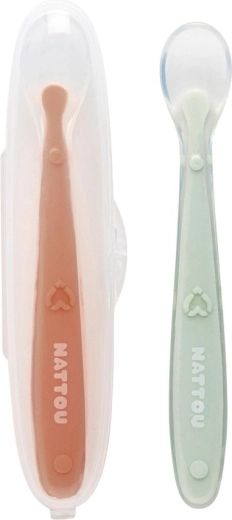 Silikonowe łyżeczki z miękką końcówką i etui 2 szt. NATTOU