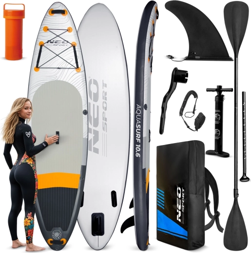 Neo-Sport Aquasurf 10’6 dmuchana deska paddleboard (SUP) 320 × 84 × 15 cm – zestaw z akcesoriami