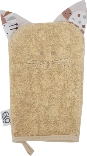 EKO bawełniana myjka z uszkami Cat beżowa 20 × 15 cm