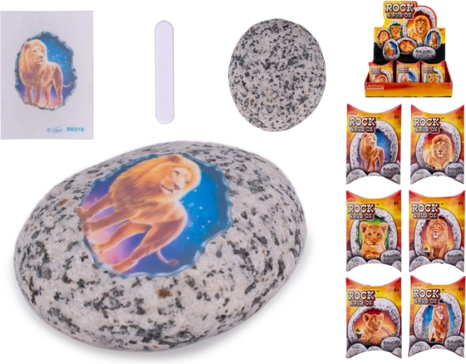 Kamyk ze stickerem – safari lew, kreatywny zestaw dla dzieci