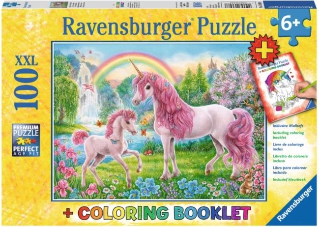 Puzzle Magiczne jednorożce XXL 100 elementów + kolorowanki RAVENSBURGER
