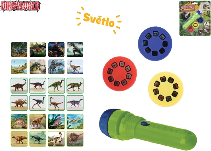 Latarka-projektor Dinoworld z dinozaurami, 24 obrazków