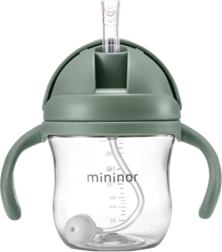 Mininor butelka ze słomką tritan Willow Green 330 ml