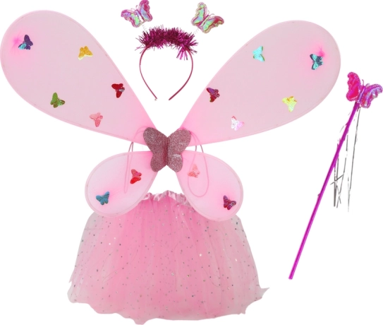 Kostium wróżki Motyl Przebranie różowe skrzydła