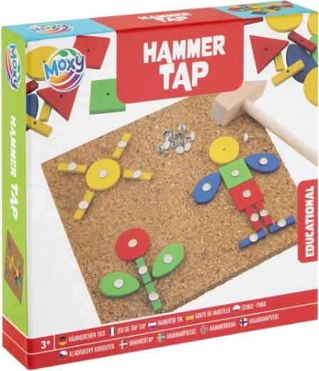 Korkowa tablica do wbijania z geometrycznymi kształtami