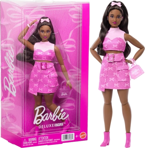 Barbie Deluxe Style różowy denim – modna lalka z akcesoriami