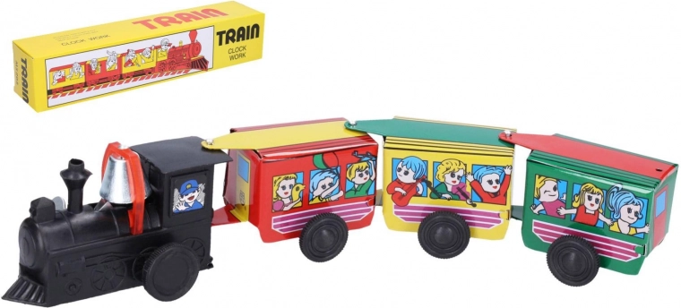 Metalowy nakręcany pociąg na kluczyk 28 cm