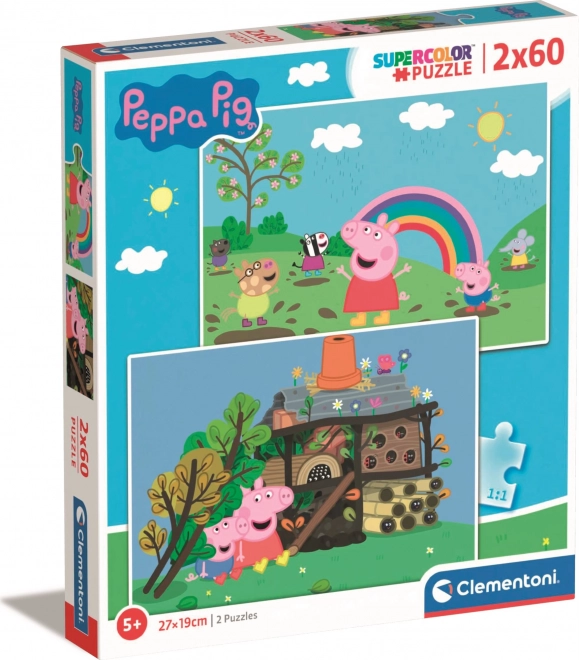 Puzzle Świnka Peppa 2x60 części