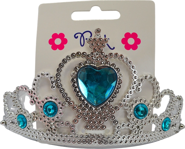 Plastowa koronka na opasce z niebieskim akrylowym sercem