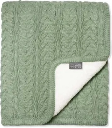 Vinter & Bloom dwustronny kocyk z futerkiem Cuddly Basil Green