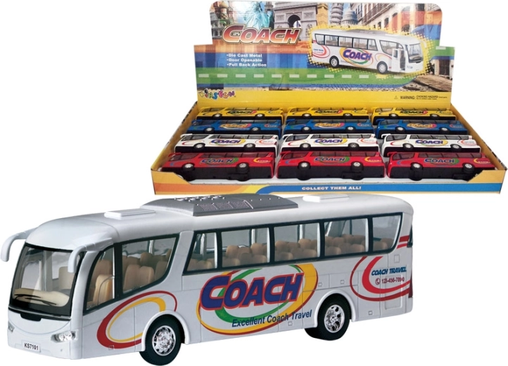 Metalowy model autobusu z napędem sprężynowym, 4 warianty