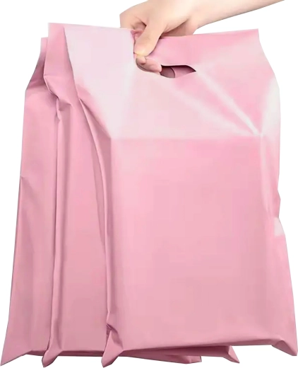 Różowe plastikowe koperty wysyłkowe z uchwytem 400 × 500 + 70 mm, 50 szt.