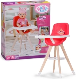 Krzesło do karmienia Baby Born dla lalek czerwone - 1 szt.