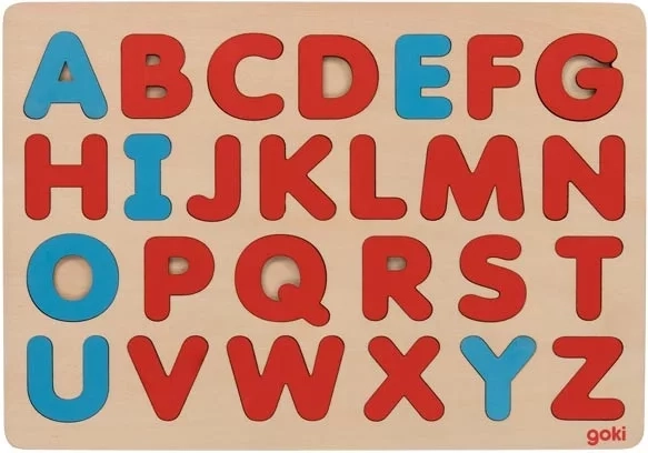 Drewniane puzzle alfabetu Goki inspirowane Montessori