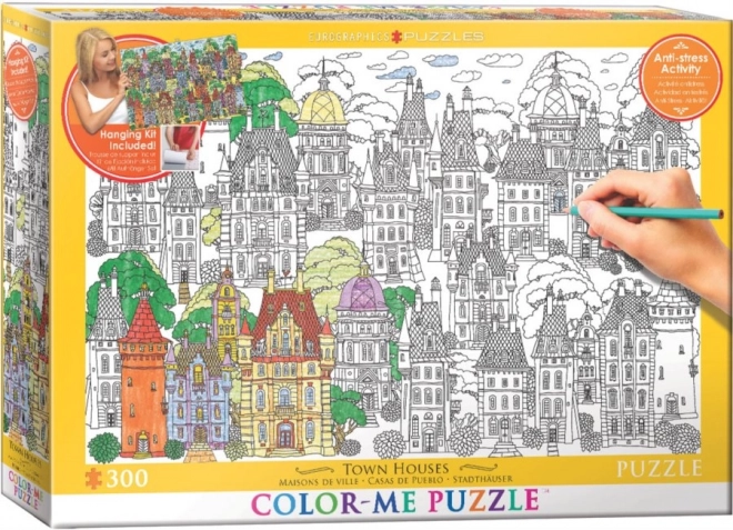 EUROGRAPHICS puzzle do kolorowania Domy w mieście 300 elementów + zestaw do zawieszenia