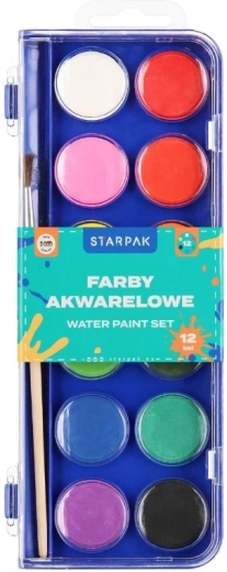Farby akwarelowe 12 kolorów z pędzlem