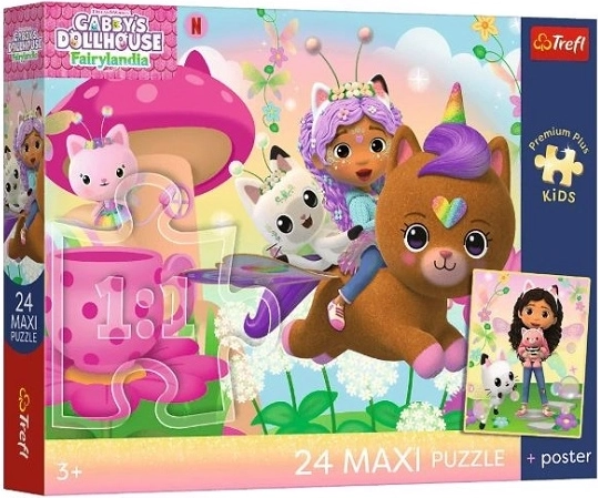 Maxi puzzle 24 elementy Trefl Koci Domek Gabi: Gabi na ratunek + plakat