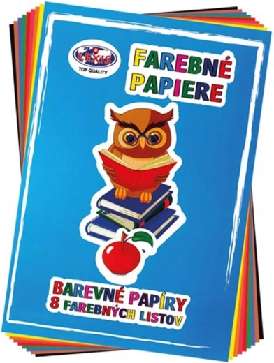 Teczka z kolorowym papierem A4 80 g (8 arkuszy, 8 kolorów) - 1 sztuka