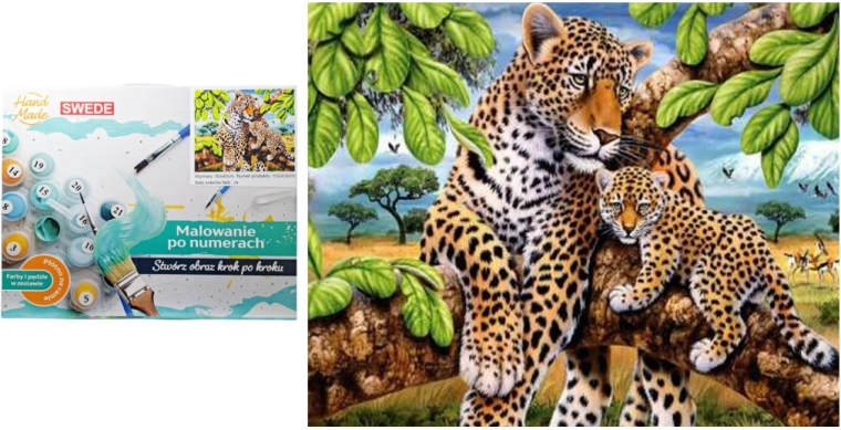 Malowanie po numerach – gepardy na drzewie