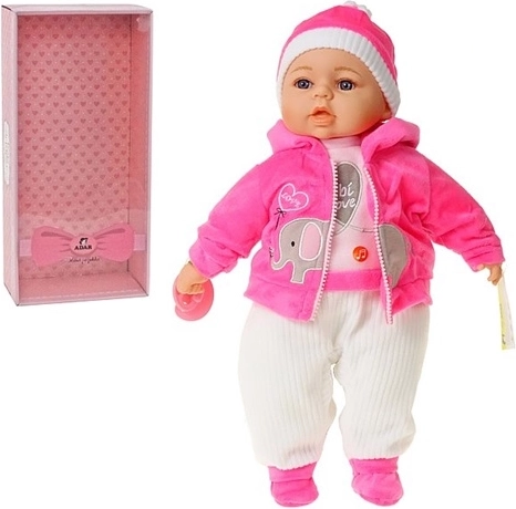 Mówiąca lalka bobas 45 cm z dźwiękami po polsku i smoczkiem