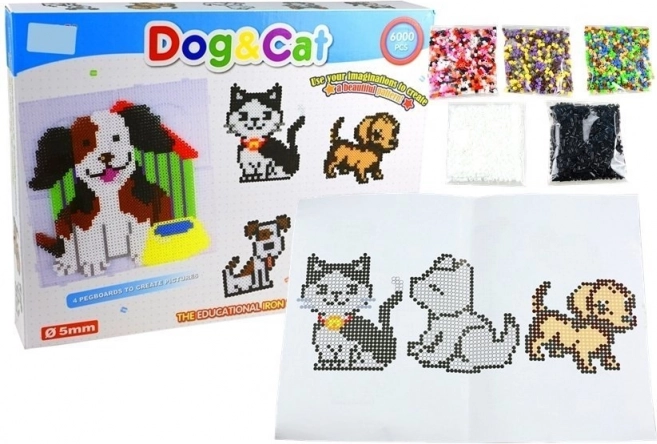 Zestaw koralików do zaprasowywania pies i kot 6000 szt.