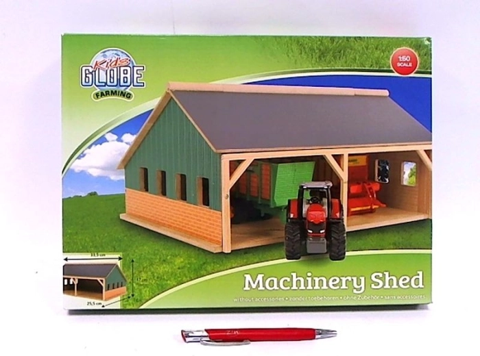 Kids Globe Farming drewniany garaż na cztery traktory 1:50