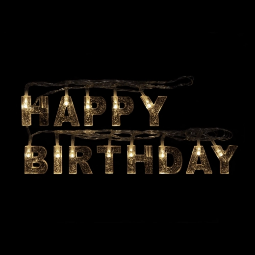 Łańcuch świetlny LED Happy Birthday, 13 LED, 2 m