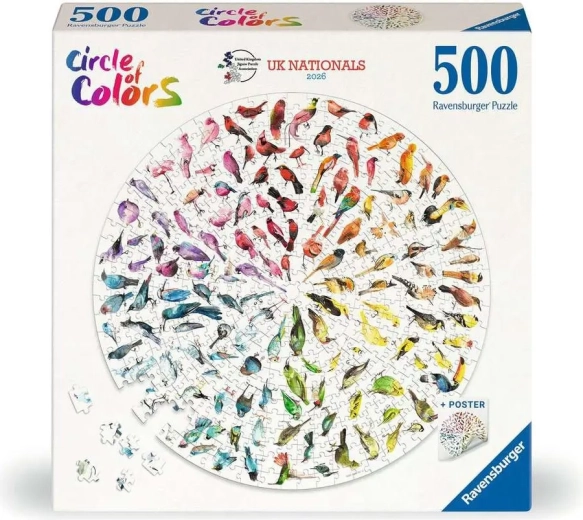 Okrągłe puzzle Ravensburger Circle of Colors: Ptaki 500 elementów