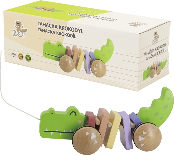 Babu drewniany krokodyl do ciągnięcia na sznurku