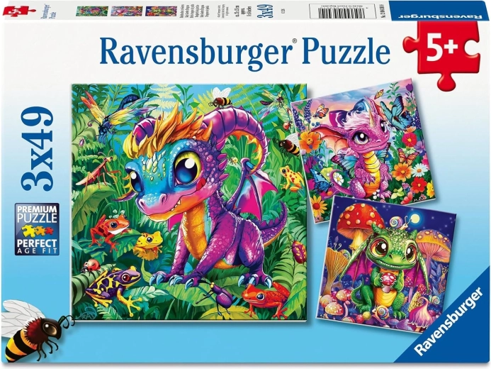 Ravensburger puzzle Smoczątka odkrywają przyrodę 3×49 elementów