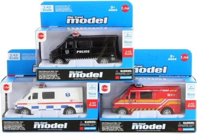 Metalowy samochodzik ratunkowy z napędem bezwładnościowym