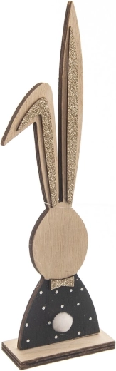 Drewniana dekoracja Królik czarno-brązowa 26 cm
