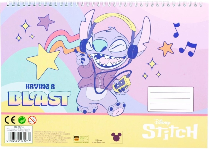 Blok spiralny z naklejkami Lilo i Stitch A4