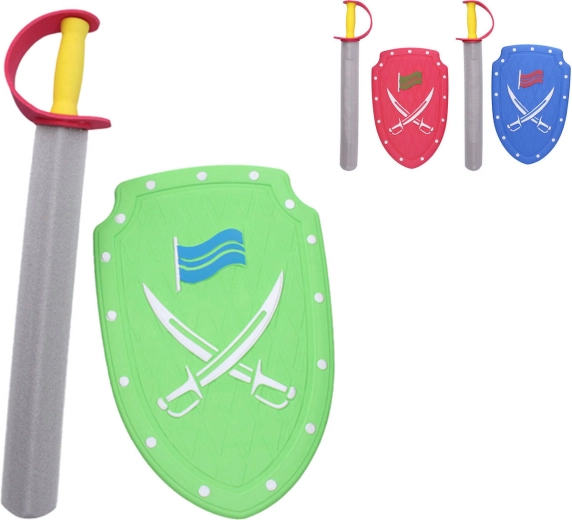 Piankowy miecz i tarcza w kolorze czerwonym 57 cm