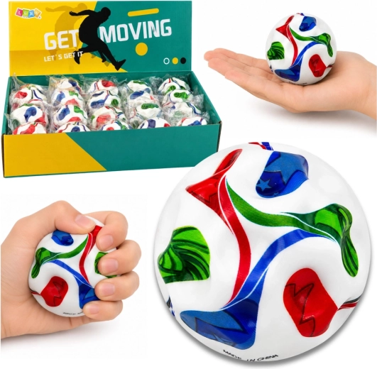 Piankowa antystresowa piłeczka z wypustkami, motyw piłki nożnej 7 cm - 1 sztuka