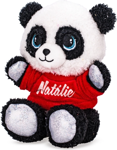 Pluszowa panda w koszulce z nadrukiem 17 cm (siedząca)