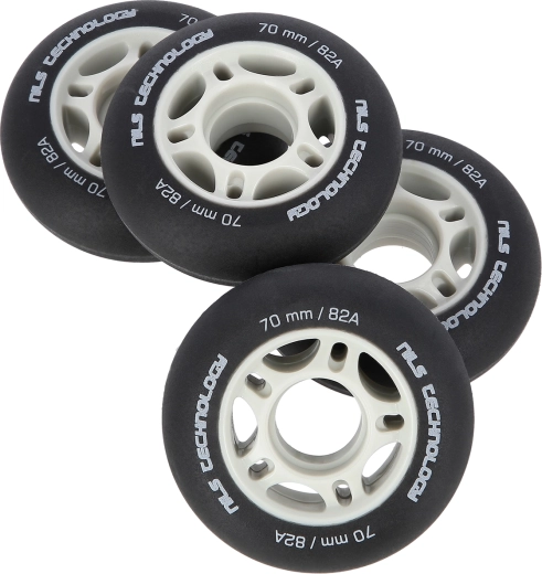 Matowe kółka do rolek inline NILS Extreme 70 mm 82A, czarne, zestaw 4 szt.