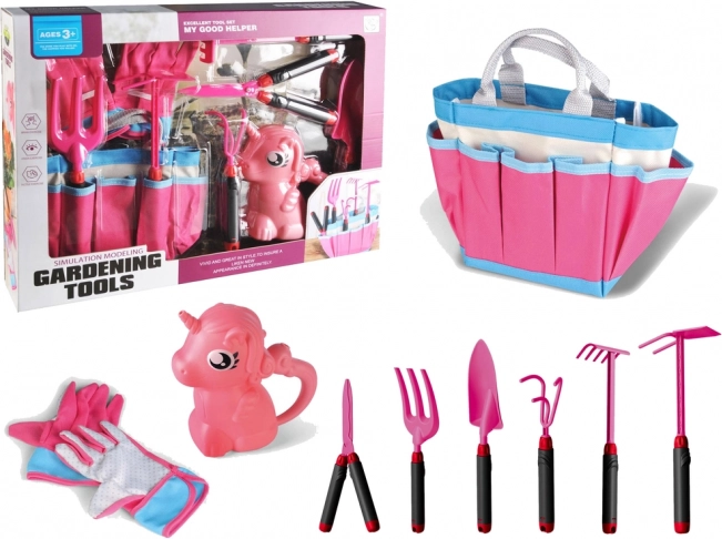 Zestaw ogrodowy z narzędziami i jednorożcem