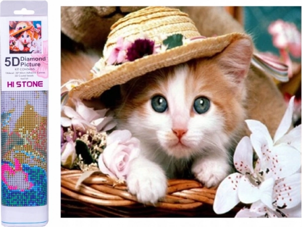 Mozaika diamentowa - Kot w kapeluszu