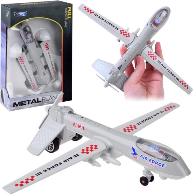 Metalowy dron z efektami wojennymi