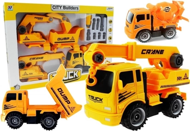 Zestaw rozkładanych pojazdów budowlanych
