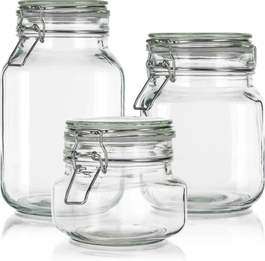Zestaw szklanych słoików z zamknięciem patentowym 0,5 + 1 + 2 l EREA