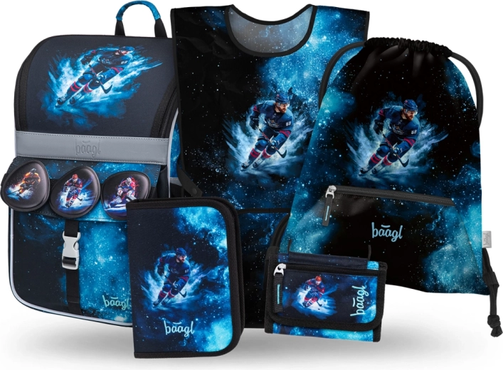 Baagl szkolny zestaw Zippy Hokej – tornister, piórnik, worek, portfel i kamizelka odblaskowa