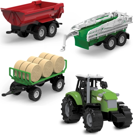 FARM SERVICE traktor z trzema przyczepami ze światłami i dźwiękami