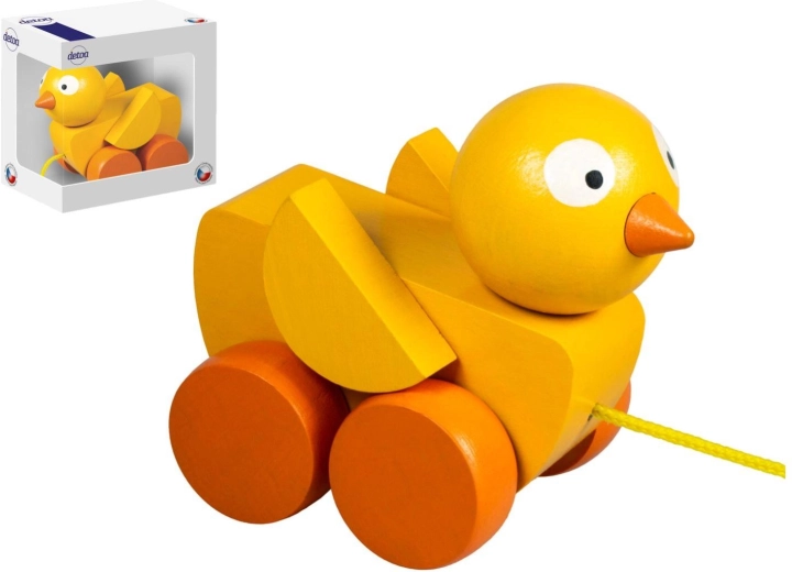 Drewniany kurczaczek na sznurku