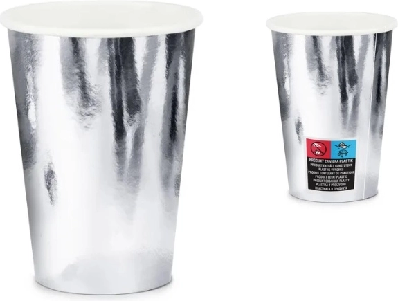 Srebrne jednorazowe kubeczki imprezowe 220 ml