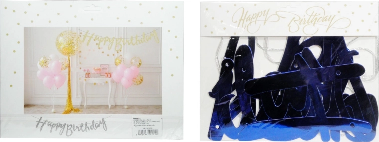 Papierowa girlanda Happy Birthday – przezroczysta, jednostronna