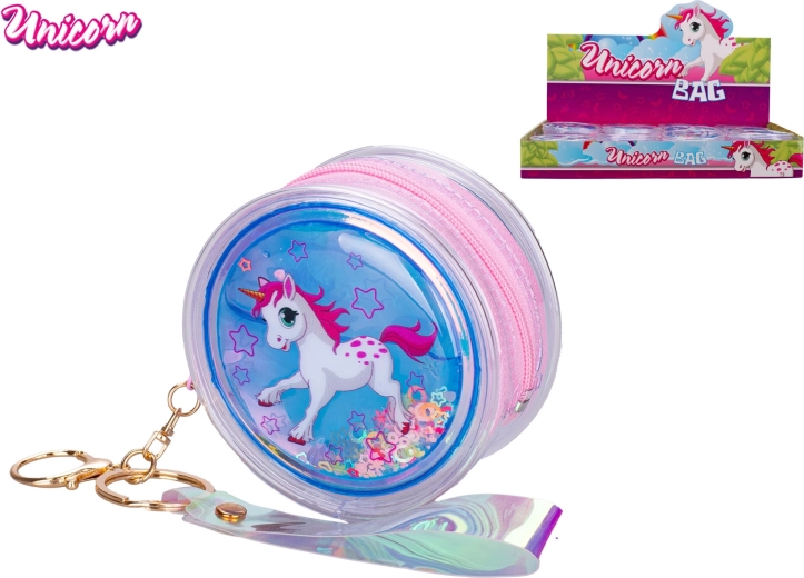 Unicorn mini torebka z holograficznymi brokatami i brelokiem