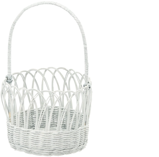 Koszyk rattanowy z uchwytem, niebieskoszary z efektem bielenia 20 × 16/35 cm