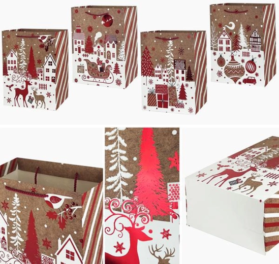 Świąteczna torebka prezentowa 23 × 18 × 10 cm (mix motywów)